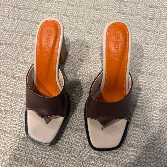 Shekudo Cuzco Hickory Brown Leather Block Heel Sandals | Size 37 - Picture 3 of 7